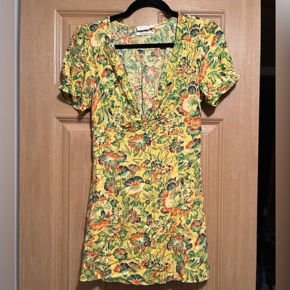 Urban Outfitters Yellow Pattern Mini Dress - Picture 1 of 15